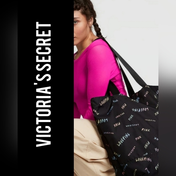 Victoria's Secret Handbags - NWT! VICTORIA'S SECRET MULTI-COLORED BLACK LOGO TOTE
